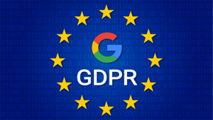 European Union flag with Google logo and "GDPR"