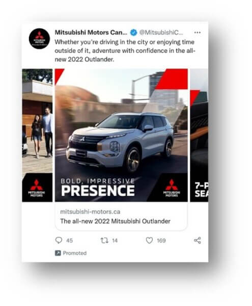 screenshot of a sample twitter carousel ad